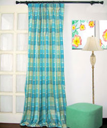 Plaid Taffeta Polyester Drapes and Curtains